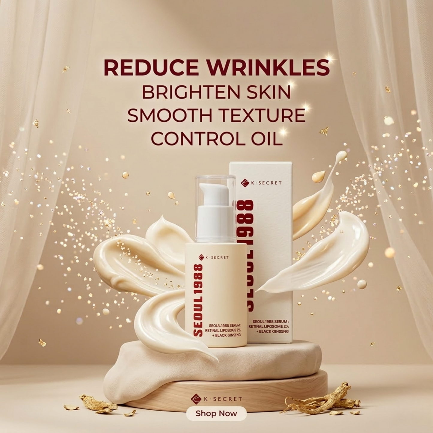K-SECRET SEOUL 1988 Retinal Serum – 2% Advanced Retinal Liposome & 58% Black Ginseng Extract | Fine Lines & Skin Texture Refining Korean Skincare Serum