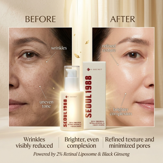 K-SECRET SEOUL 1988 Retinal Serum – 2% Advanced Retinal Liposome & 58% Black Ginseng Extract | Fine Lines & Skin Texture Refining Korean Skincare Serum