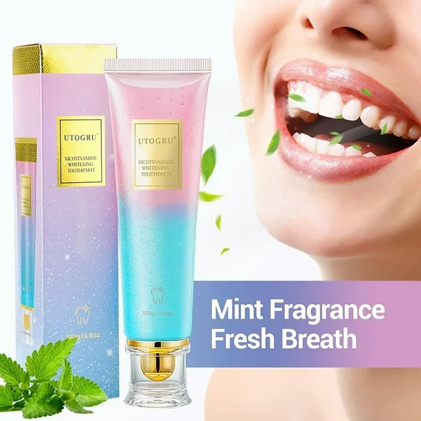 UTOGRU Nicotinamide Whitening Toothpaste – Mint Fresh Breath Toothpaste for Brighter Teeth & Oral Care