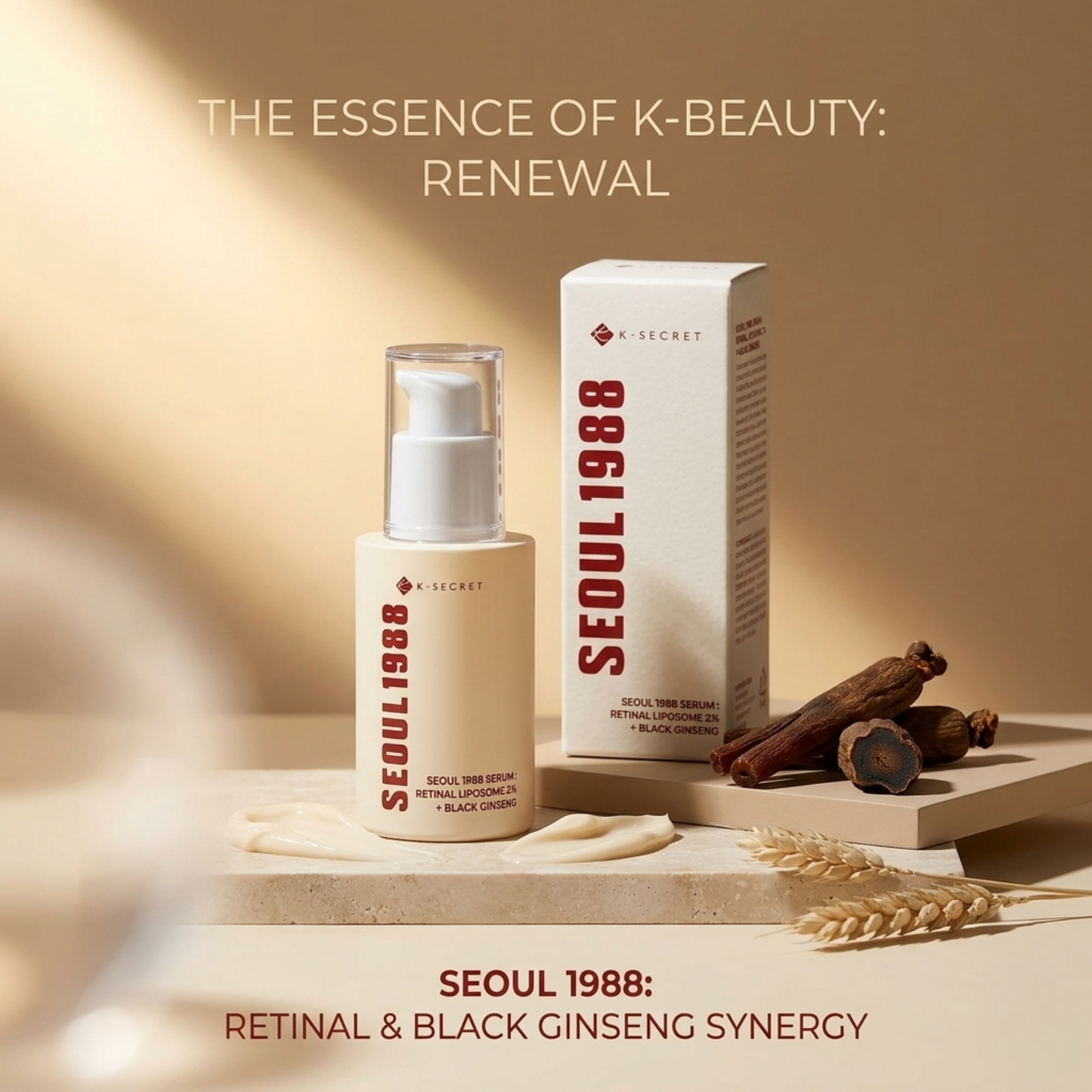 K-SECRET SEOUL 1988 Retinal Serum – 2% Advanced Retinal Liposome & 58% Black Ginseng Extract | Fine Lines & Skin Texture Refining Korean Skincare Serum