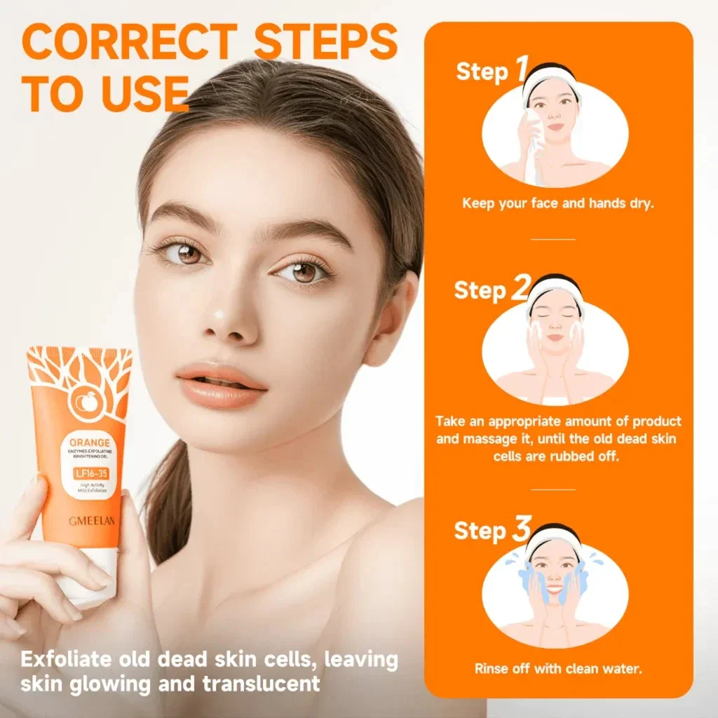 Orange Whitening Exfoliating Brightening Gel – Deep Cleansing & Skin Brightening Face Scrub